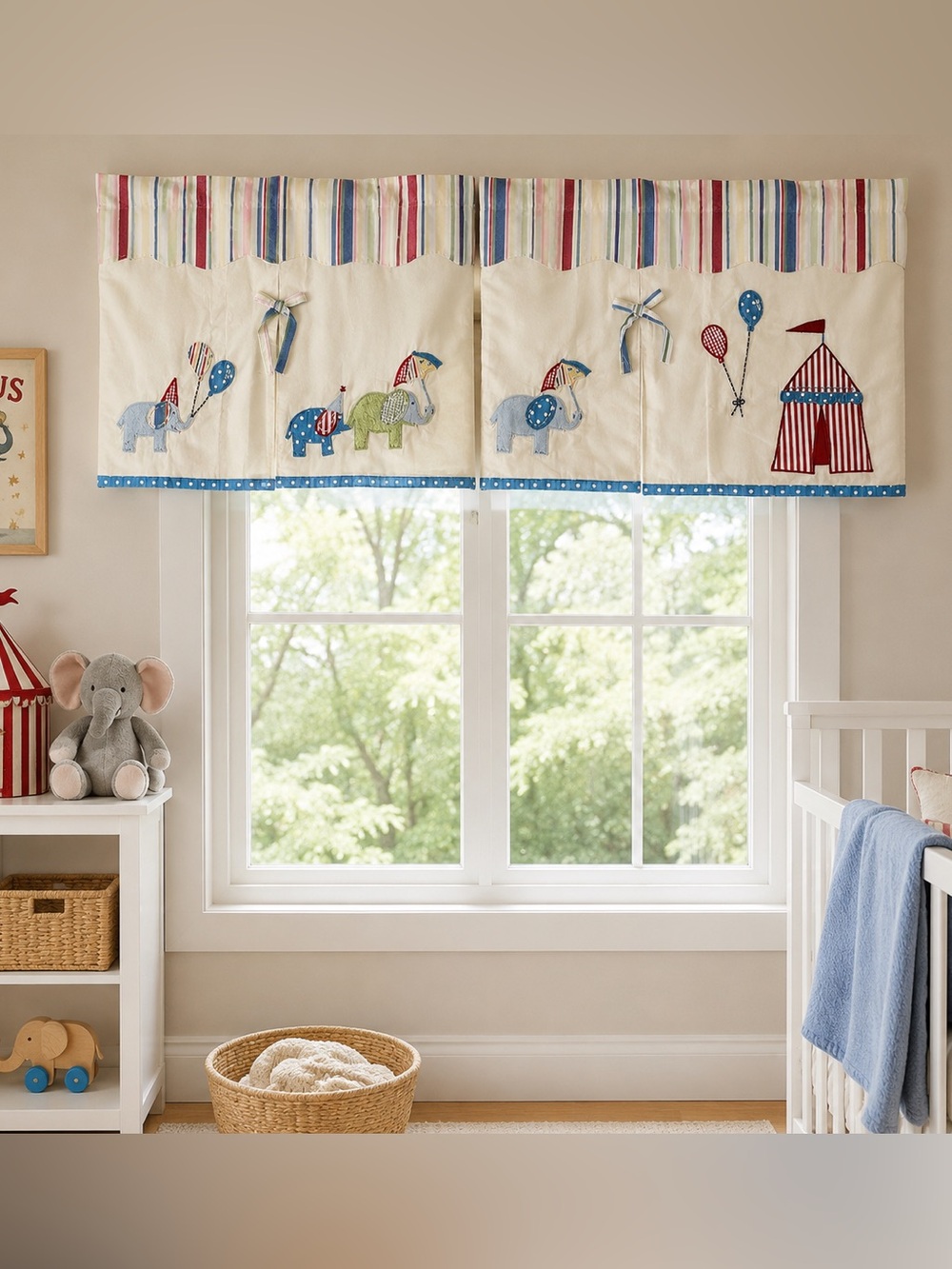 Vintage Sumersault Circus Nursery Valances – Set of 2